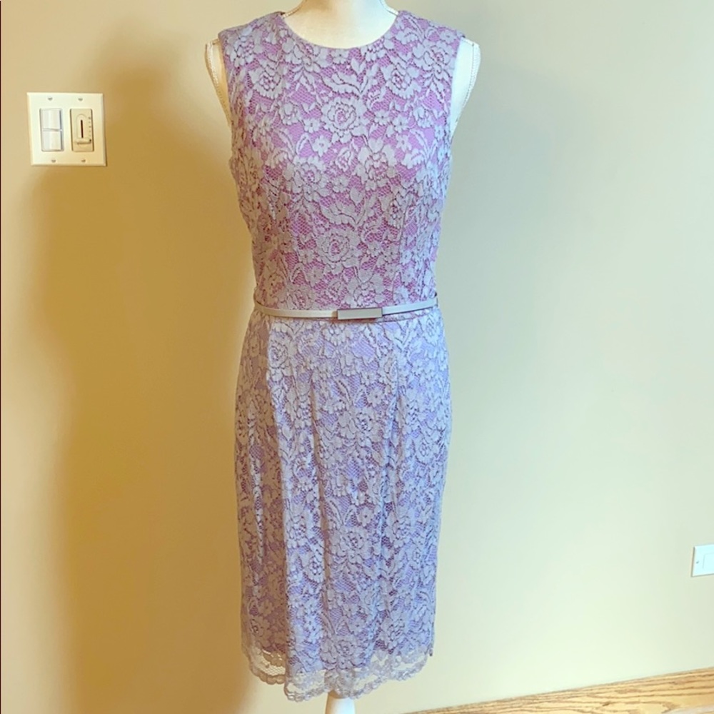 Purple Lace Cocktail Dress with belt